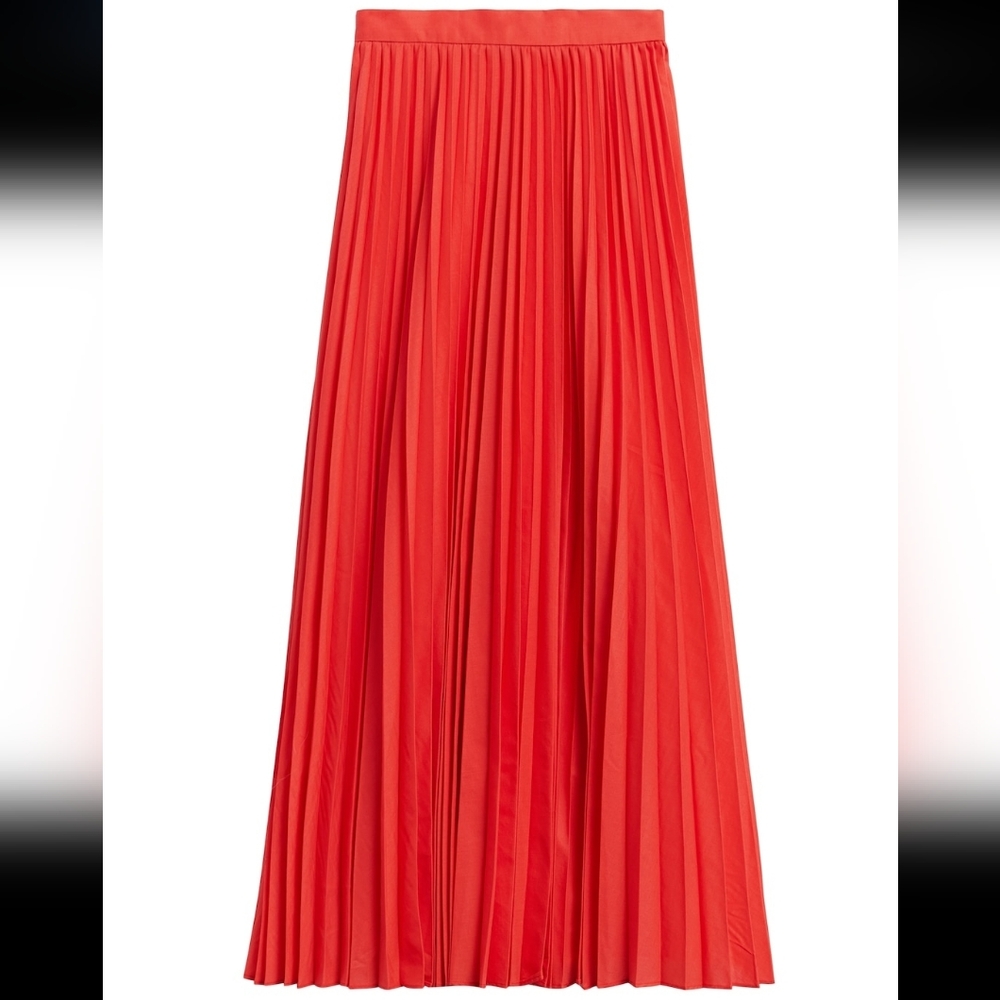 Banana Republic Coral Beach Pleated Poplin Maxi Skirt – Size 10 – NWT